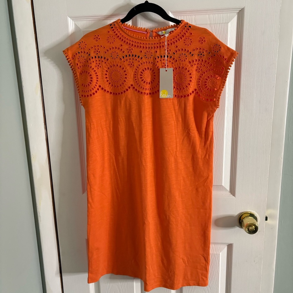 NWT Boden Cutwork Embroidered Eyelet T-Shirt Mini Dress Size 4